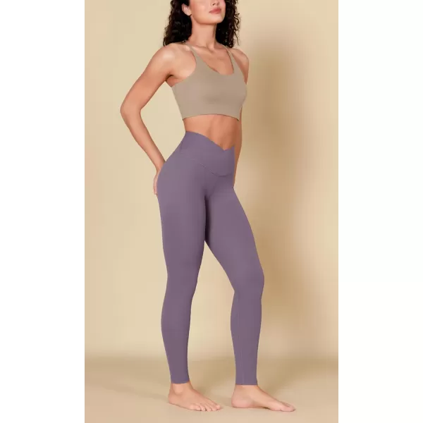ODODOS ODCLOUD Crossover 78 Leggings with Back Pocket for Women 23quot  25quot  28quot V High Wasit Lounge Yoga PantsAsh Violet