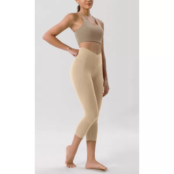 ODODOS ODCLOUD Crossover 78 Leggings with Back Pocket for Women 23quot  25quot  28quot V High Wasit Lounge Yoga PantsBeige