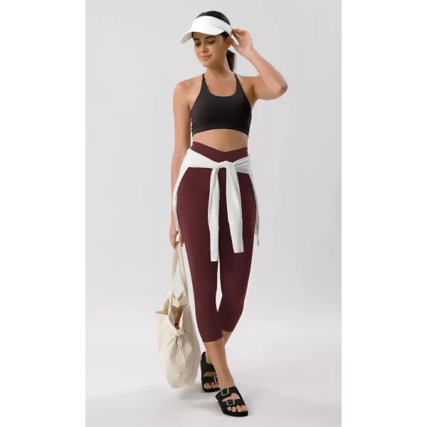 ODODOS ODCLOUD Crossover 78 Leggings with Back Pocket for Women 23quot  25quot  28quot V High Wasit Lounge Yoga PantsBurgundy