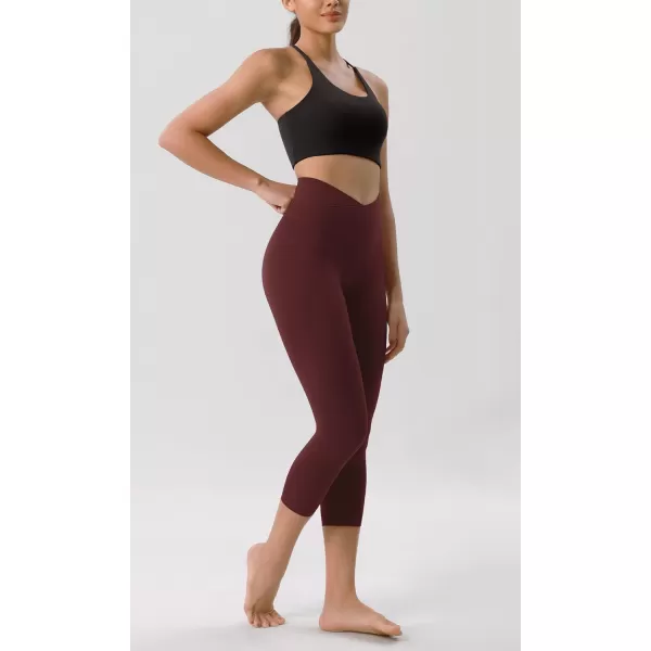 ODODOS ODCLOUD Crossover 78 Leggings with Back Pocket for Women 23quot  25quot  28quot V High Wasit Lounge Yoga PantsBurgundy