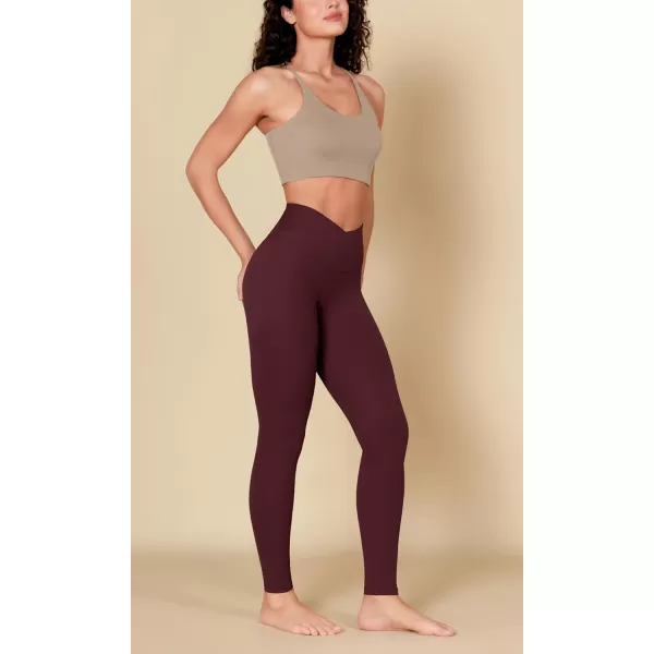 ODODOS ODCLOUD Crossover 78 Leggings with Back Pocket for Women 23quot  25quot  28quot V High Wasit Lounge Yoga PantsBurgundy