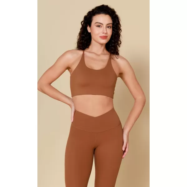 ODODOS ODCLOUD Crossover 78 Leggings with Back Pocket for Women 23quot  25quot  28quot V High Wasit Lounge Yoga PantsCaramel