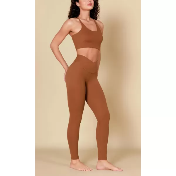 ODODOS ODCLOUD Crossover 78 Leggings with Back Pocket for Women 23quot  25quot  28quot V High Wasit Lounge Yoga PantsCaramel