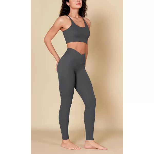 ODODOS ODCLOUD Crossover 78 Leggings with Back Pocket for Women 23quot  25quot  28quot V High Wasit Lounge Yoga PantsCharcoal