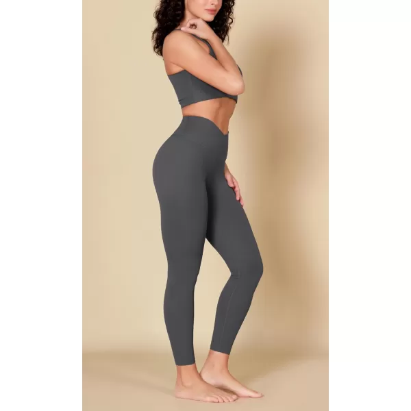 ODODOS ODCLOUD Crossover 78 Leggings with Back Pocket for Women 23quot  25quot  28quot V High Wasit Lounge Yoga PantsCharcoal