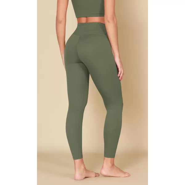 ODODOS ODCLOUD Crossover 78 Leggings with Back Pocket for Women 23quot  25quot  28quot V High Wasit Lounge Yoga PantsDark Olive