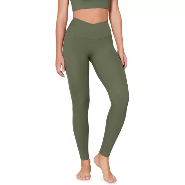 ODODOS ODCLOUD Crossover 78 Leggings with Back Pocket for Women 23quot  25quot  28quot V High Wasit Lounge Yoga PantsDark Olive
