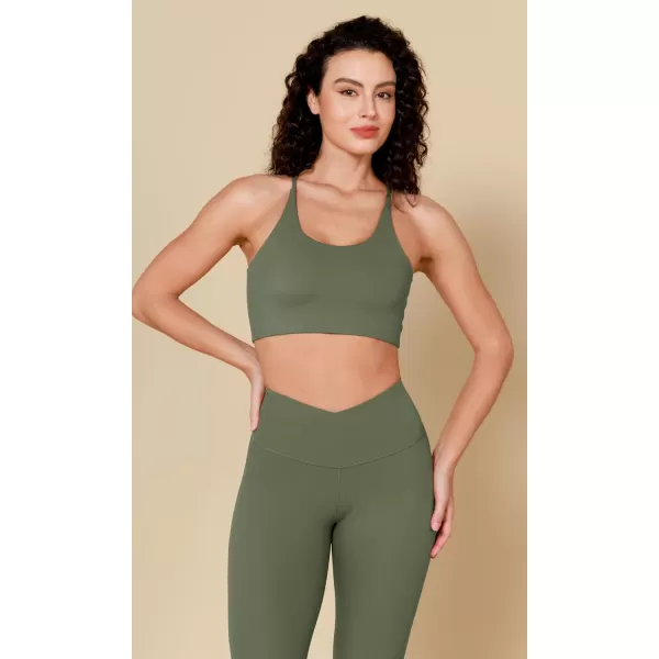 ODODOS ODCLOUD Crossover 78 Leggings with Back Pocket for Women 23quot  25quot  28quot V High Wasit Lounge Yoga PantsDark Olive