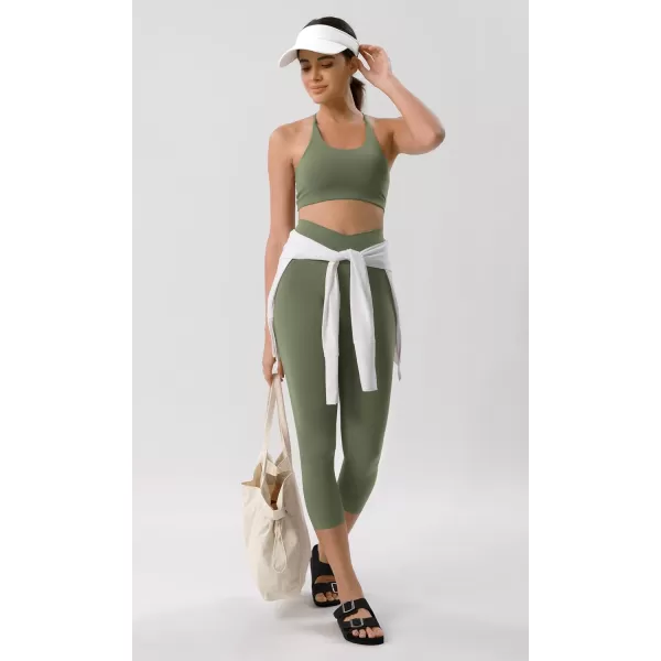 ODODOS ODCLOUD Crossover 78 Leggings with Back Pocket for Women 23quot  25quot  28quot V High Wasit Lounge Yoga PantsDark Olive