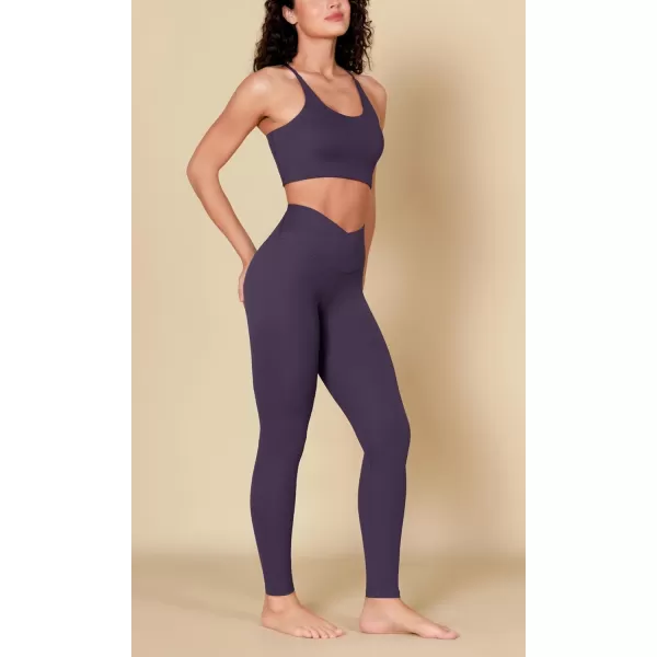 ODODOS ODCLOUD Crossover 78 Leggings with Back Pocket for Women 23quot  25quot  28quot V High Wasit Lounge Yoga PantsDark Purple