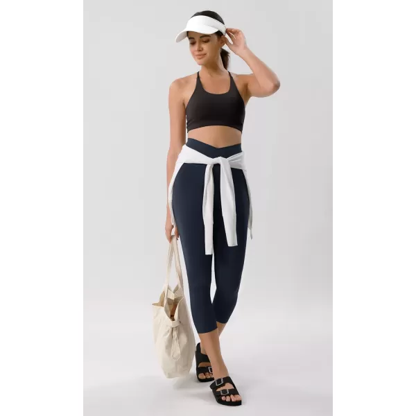 ODODOS ODCLOUD Crossover 78 Leggings with Back Pocket for Women 23quot  25quot  28quot V High Wasit Lounge Yoga PantsDeep Navy