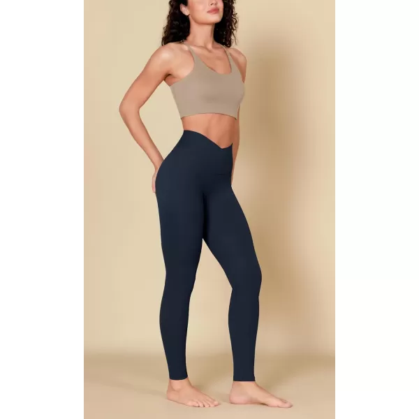 ODODOS ODCLOUD Crossover 78 Leggings with Back Pocket for Women 23quot  25quot  28quot V High Wasit Lounge Yoga PantsDeep Navy