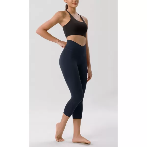 ODODOS ODCLOUD Crossover 78 Leggings with Back Pocket for Women 23quot  25quot  28quot V High Wasit Lounge Yoga PantsDeep Navy