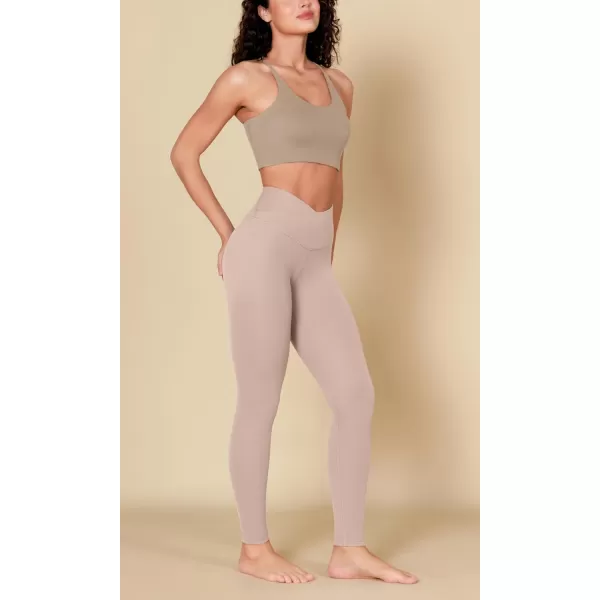 ODODOS ODCLOUD Crossover 78 Leggings with Back Pocket for Women 23quot  25quot  28quot V High Wasit Lounge Yoga PantsDusty Pink