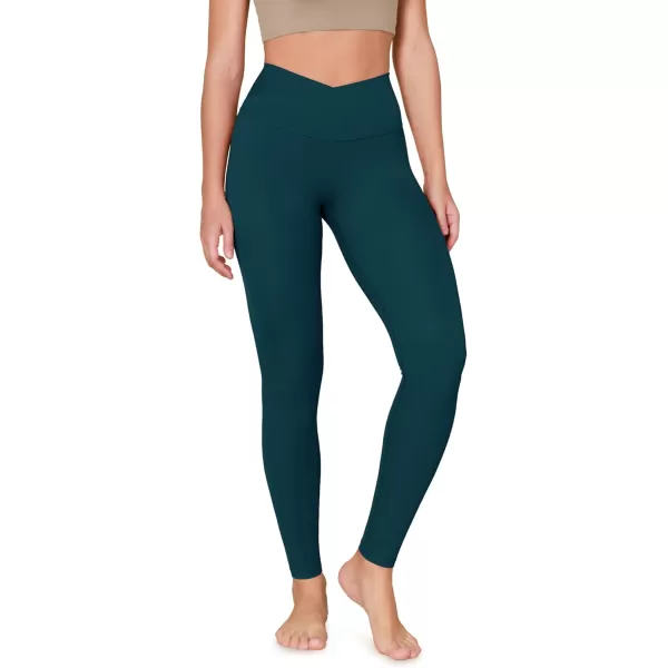 ODODOS ODCLOUD Crossover 78 Leggings with Back Pocket for Women 23quot  25quot  28quot V High Wasit Lounge Yoga PantsForest Teal