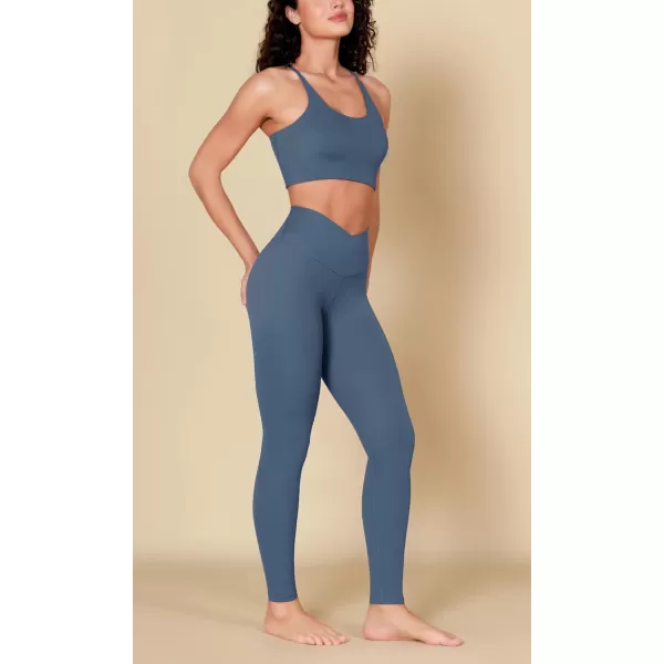 ODODOS ODCLOUD Crossover 78 Leggings with Back Pocket for Women 23quot  25quot  28quot V High Wasit Lounge Yoga PantsInk Blue