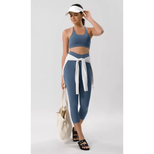 ODODOS ODCLOUD Crossover 78 Leggings with Back Pocket for Women 23quot  25quot  28quot V High Wasit Lounge Yoga PantsInk Blue