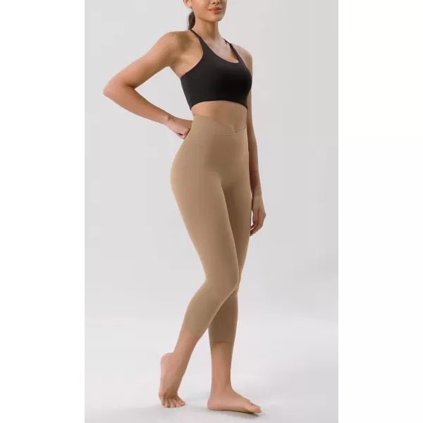 ODODOS ODCLOUD Crossover 78 Leggings with Back Pocket for Women 23quot  25quot  28quot V High Wasit Lounge Yoga PantsLight Brown