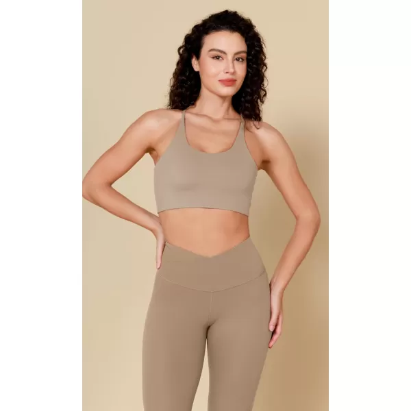 ODODOS ODCLOUD Crossover 78 Leggings with Back Pocket for Women 23quot  25quot  28quot V High Wasit Lounge Yoga PantsLight Brown