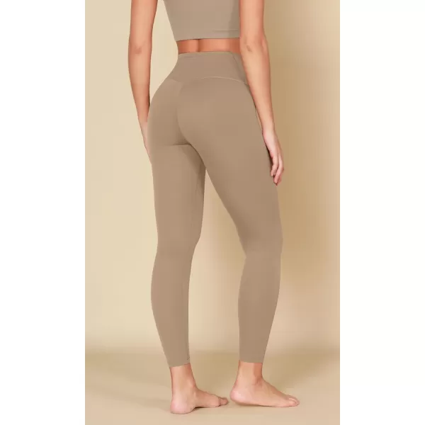 ODODOS ODCLOUD Crossover 78 Leggings with Back Pocket for Women 23quot  25quot  28quot V High Wasit Lounge Yoga PantsLight Brown