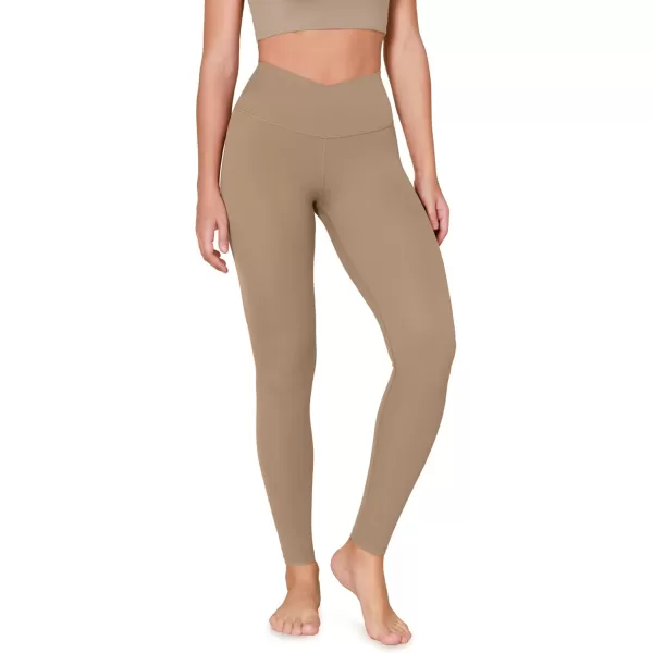 ODODOS ODCLOUD Crossover 78 Leggings with Back Pocket for Women 23quot  25quot  28quot V High Wasit Lounge Yoga PantsLight Brown