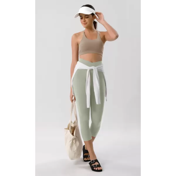 ODODOS ODCLOUD Crossover 78 Leggings with Back Pocket for Women 23quot  25quot  28quot V High Wasit Lounge Yoga PantsLime Stone