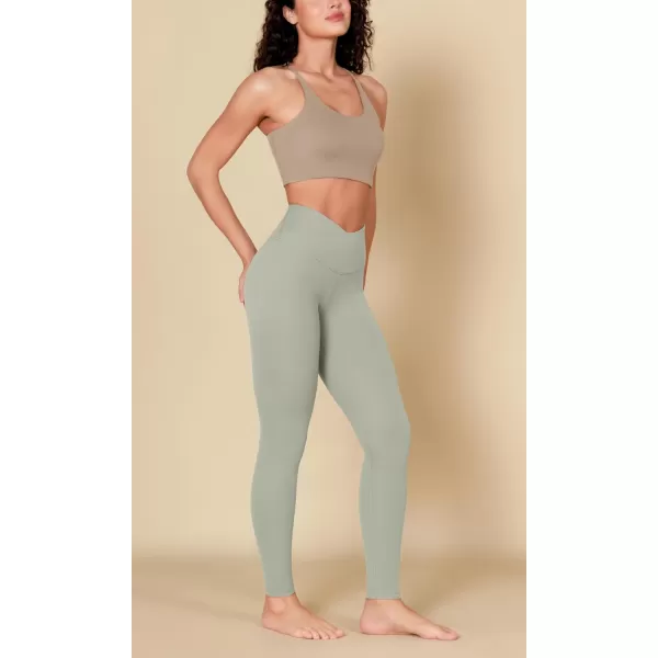 ODODOS ODCLOUD Crossover 78 Leggings with Back Pocket for Women 23quot  25quot  28quot V High Wasit Lounge Yoga PantsLime Stone