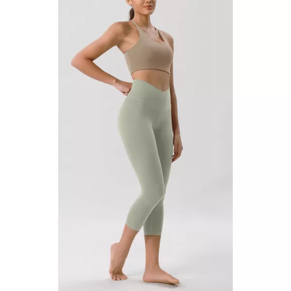 ODODOS ODCLOUD Crossover 78 Leggings with Back Pocket for Women 23quot  25quot  28quot V High Wasit Lounge Yoga PantsLime Stone