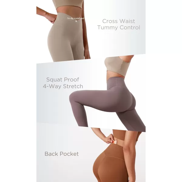 ODODOS ODCLOUD Crossover 78 Leggings with Back Pocket for Women 23quot  25quot  28quot V High Wasit Lounge Yoga PantsMango Mint