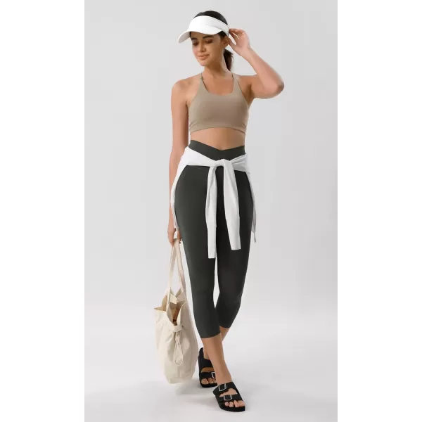 ODODOS ODCLOUD Crossover 78 Leggings with Back Pocket for Women 23quot  25quot  28quot V High Wasit Lounge Yoga PantsOnyx Black Grey