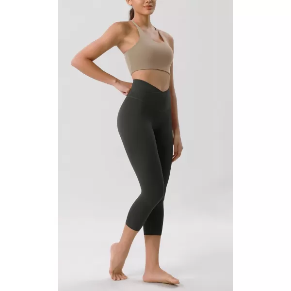 ODODOS ODCLOUD Crossover 78 Leggings with Back Pocket for Women 23quot  25quot  28quot V High Wasit Lounge Yoga PantsOnyx Black Grey