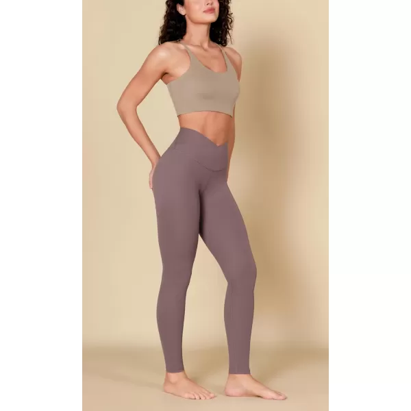 ODODOS ODCLOUD Crossover 78 Leggings with Back Pocket for Women 23quot  25quot  28quot V High Wasit Lounge Yoga PantsPurple Taupe