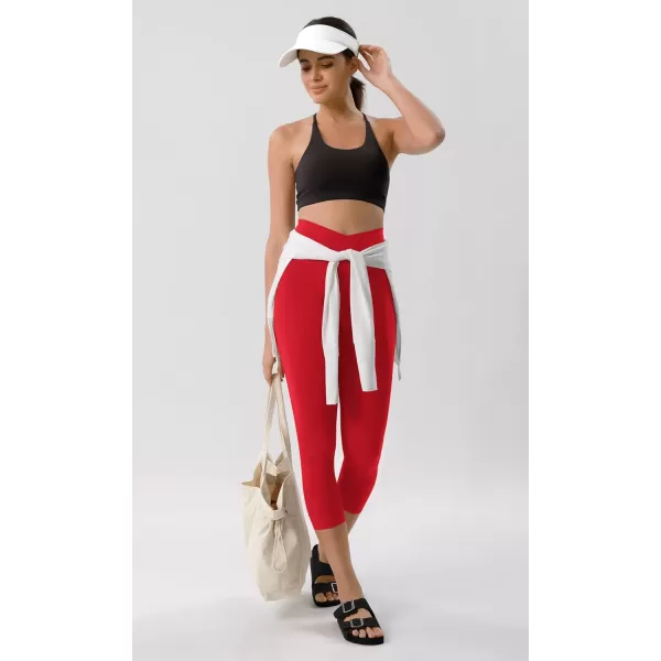 ODODOS ODCLOUD Crossover 78 Leggings with Back Pocket for Women 23quot  25quot  28quot V High Wasit Lounge Yoga PantsRed