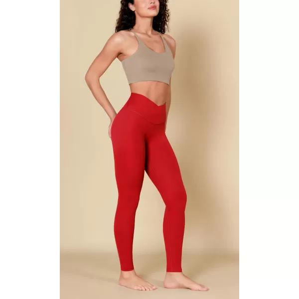 ODODOS ODCLOUD Crossover 78 Leggings with Back Pocket for Women 23quot  25quot  28quot V High Wasit Lounge Yoga PantsRed