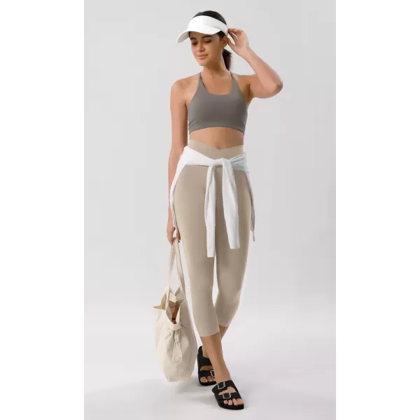 ODODOS ODCLOUD Crossover 78 Leggings with Back Pocket for Women 23quot  25quot  28quot V High Wasit Lounge Yoga PantsShaker Beige
