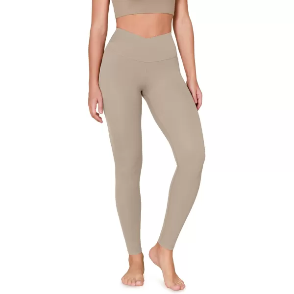 ODODOS ODCLOUD Crossover 78 Leggings with Back Pocket for Women 23quot  25quot  28quot V High Wasit Lounge Yoga PantsShaker Beige