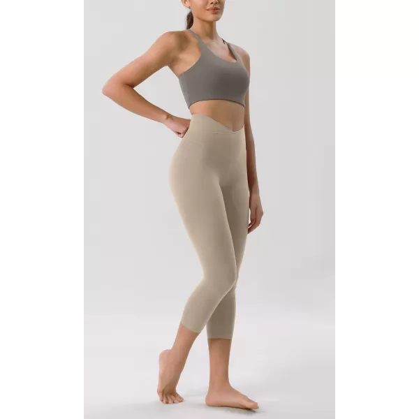 ODODOS ODCLOUD Crossover 78 Leggings with Back Pocket for Women 23quot  25quot  28quot V High Wasit Lounge Yoga PantsShaker Beige