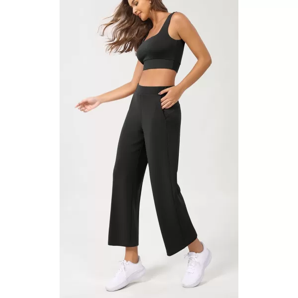 ODODOS Womens Modal Soft Relaxed Cropped Pants High Waist Casual Wide Leg Pants with Pockets  25quot InseamBlack