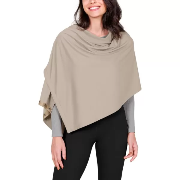 ODODOS Cloud Feeling Customizable Snap Scarf for Women Casual Convertible Wrap Shawl Cape CardigansShaker Beige