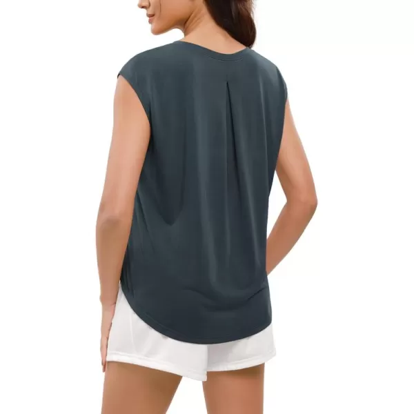 ODODOS Modal Soft Sleeveless Shirts for Women Crew Neck Yoga Tee Summer Flowy Workout Tank TopsDeep Teal