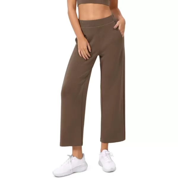 ODODOS Womens Modal Soft Relaxed Cropped Pants High Waist Casual Wide Leg Pants with Pockets  25quot InseamNutria