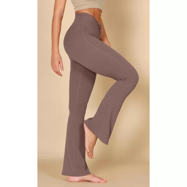 ODODOS Cloud Feeling Flared Pants for Women Twist High Waist Casual Bootcut Yoga Pants  30quot  32quot InseamPurple Taupe