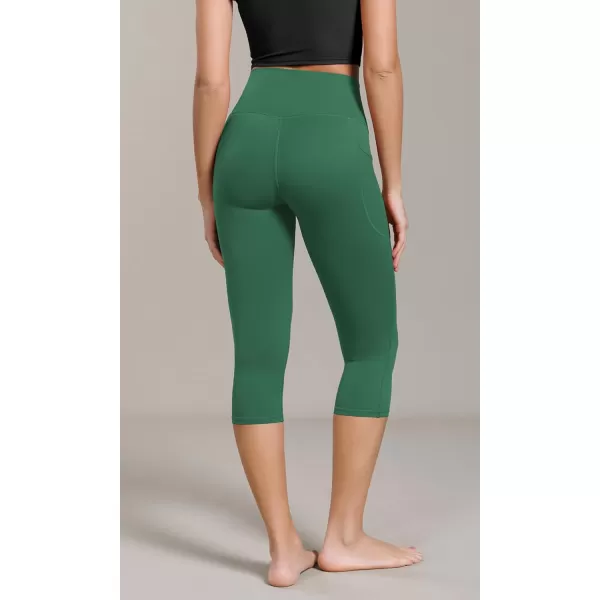 ODODOS ODCLOUD Buttery Soft Lounge Yoga Capris with Pockets for Women 14quot  19quot  21quot High Waist Capri LeggingsDark Green