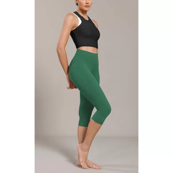 ODODOS ODCLOUD Buttery Soft Lounge Yoga Capris with Pockets for Women 14quot  19quot  21quot High Waist Capri LeggingsDark Green