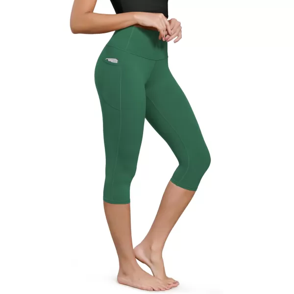 ODODOS ODCLOUD Buttery Soft Lounge Yoga Capris with Pockets for Women 14quot  19quot  21quot High Waist Capri LeggingsDark Green