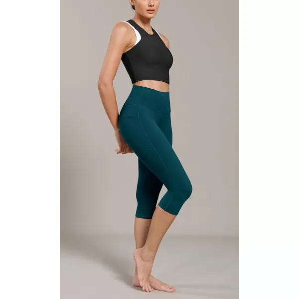 ODODOS ODCLOUD Buttery Soft Lounge Yoga Capris with Pockets for Women 14quot  19quot  21quot High Waist Capri LeggingsForest Teal