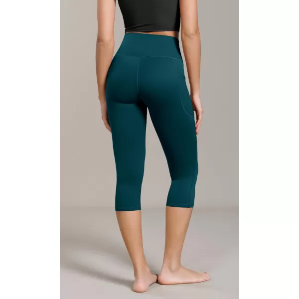 ODODOS ODCLOUD Buttery Soft Lounge Yoga Capris with Pockets for Women 14quot  19quot  21quot High Waist Capri LeggingsForest Teal