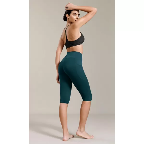 ODODOS ODCLOUD Buttery Soft Lounge Yoga Capris with Pockets for Women 14quot  19quot  21quot High Waist Capri LeggingsForest Teal