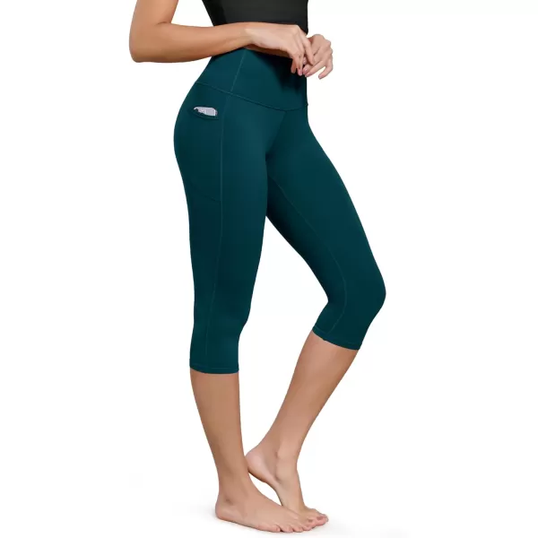 ODODOS ODCLOUD Buttery Soft Lounge Yoga Capris with Pockets for Women 14quot  19quot  21quot High Waist Capri LeggingsForest Teal