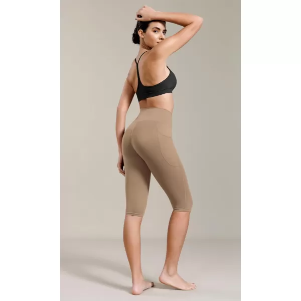 ODODOS ODCLOUD Buttery Soft Lounge Yoga Capris with Pockets for Women 14quot  19quot  21quot High Waist Capri LeggingsLight Brown